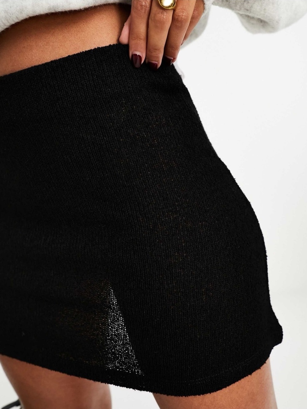 Mango Black Knit Cover Up Mini Skirt